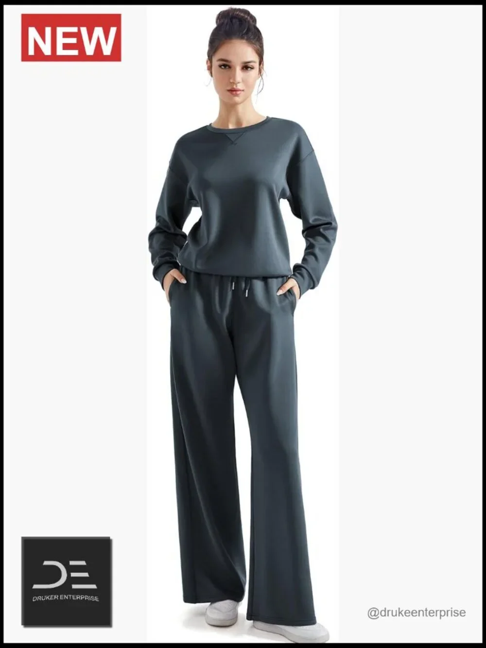 Modal Oversized Sweatshirt Wide Leg Pants 2 Piece Set